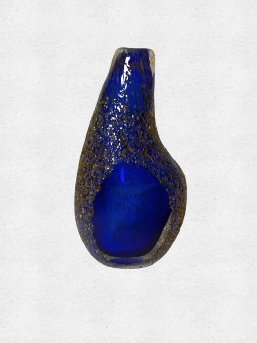 VTG 70s MCM Mandruzzato Italian Murano Sommerso Cobalt Blue Glass Textured Vase